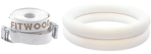 FitWood ULPU Gymnastikringar 28mm - Vit yta / Vit rem